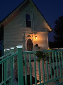 At night—warm and inviting and full of charm.