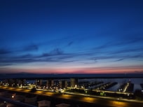 Ausblick am Abend vom Balkon