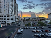 Blick aus dem Fenster am Aufzug