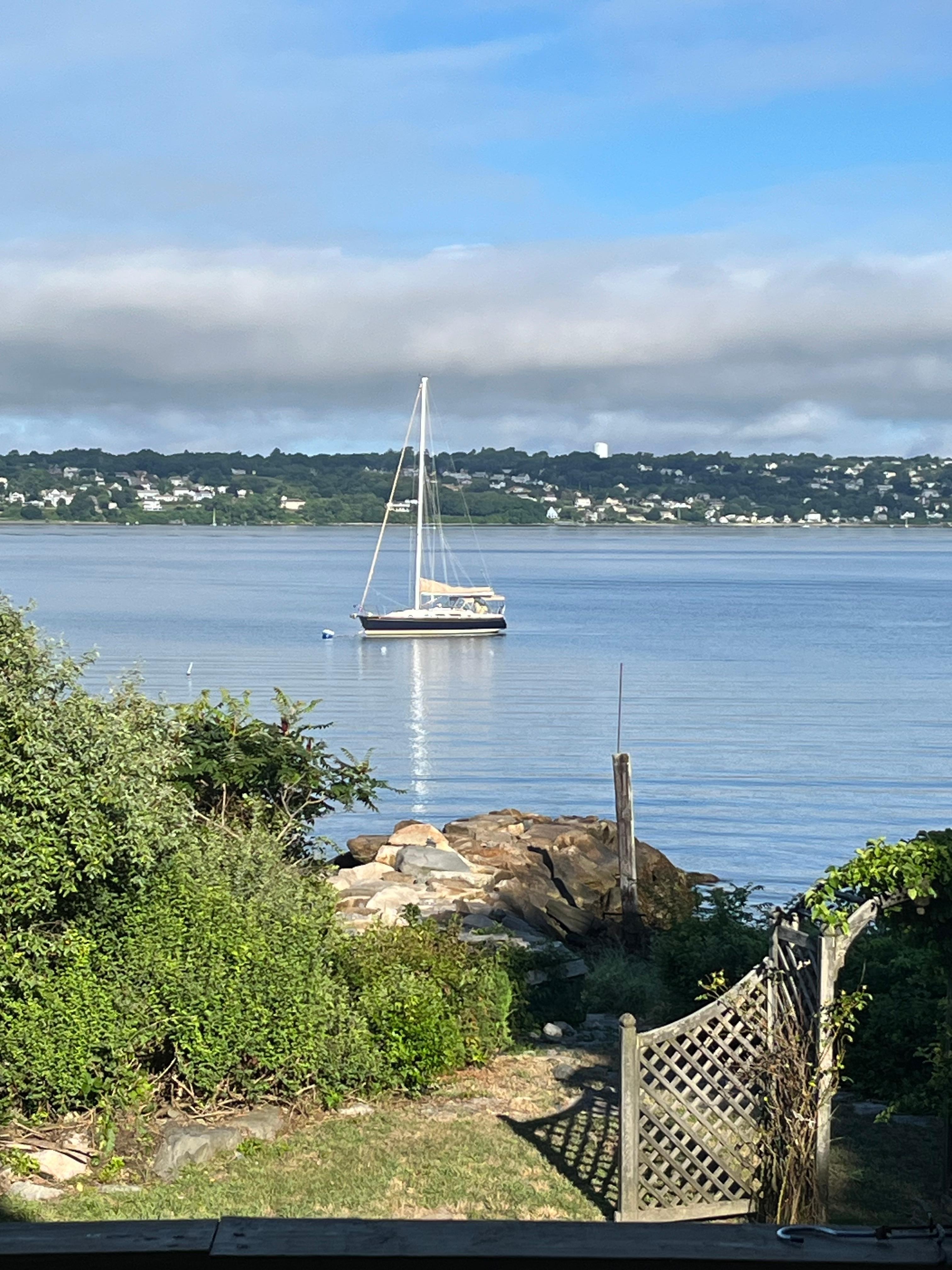 Daytime view from deck (overlooking private beach).