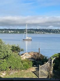 Daytime view from deck (overlooking private beach).