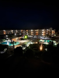 Night time pool area