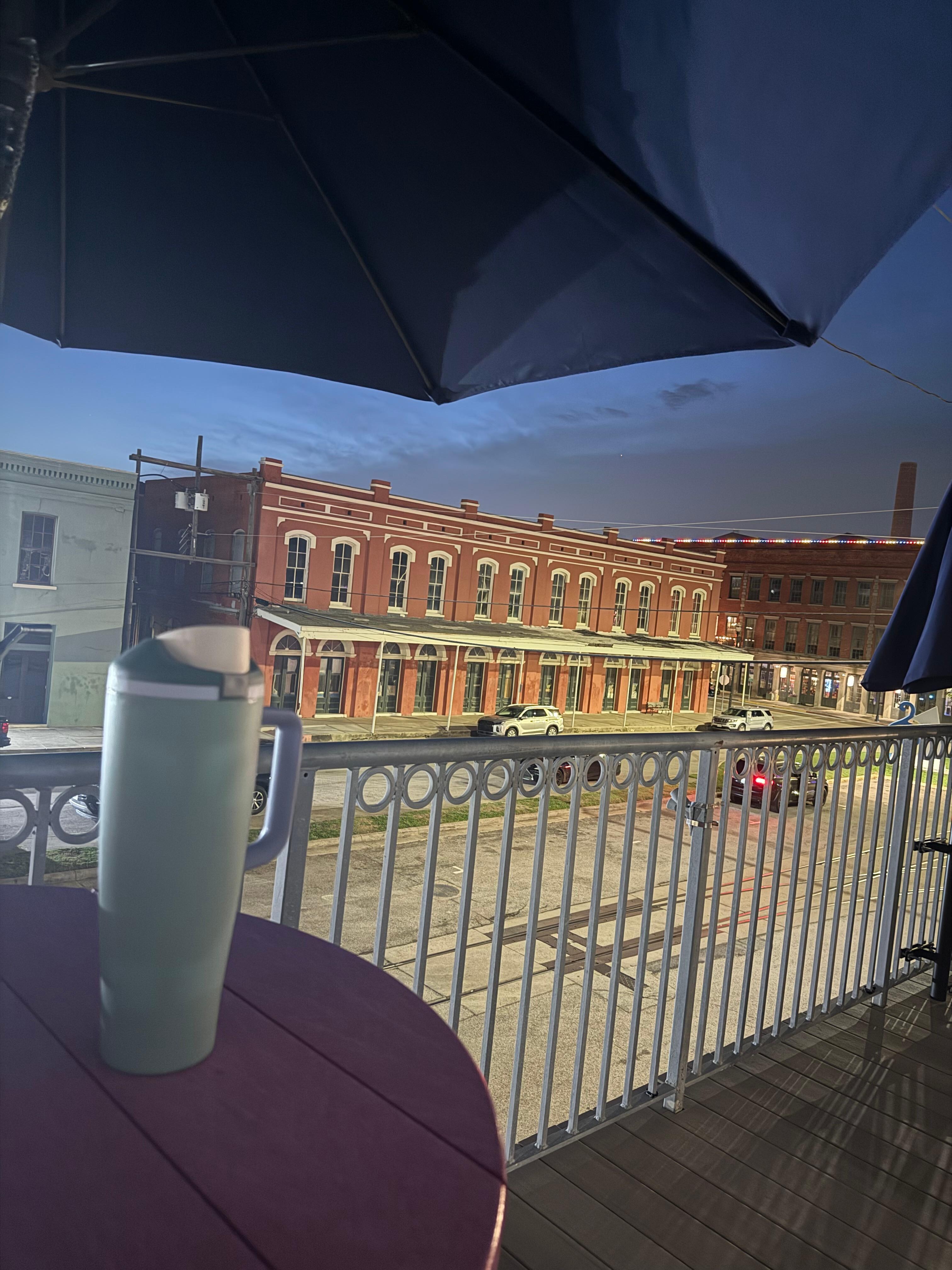 View of the beginning of Strand St. from the balcony 1/2 block from us. (main road of the Strand) 