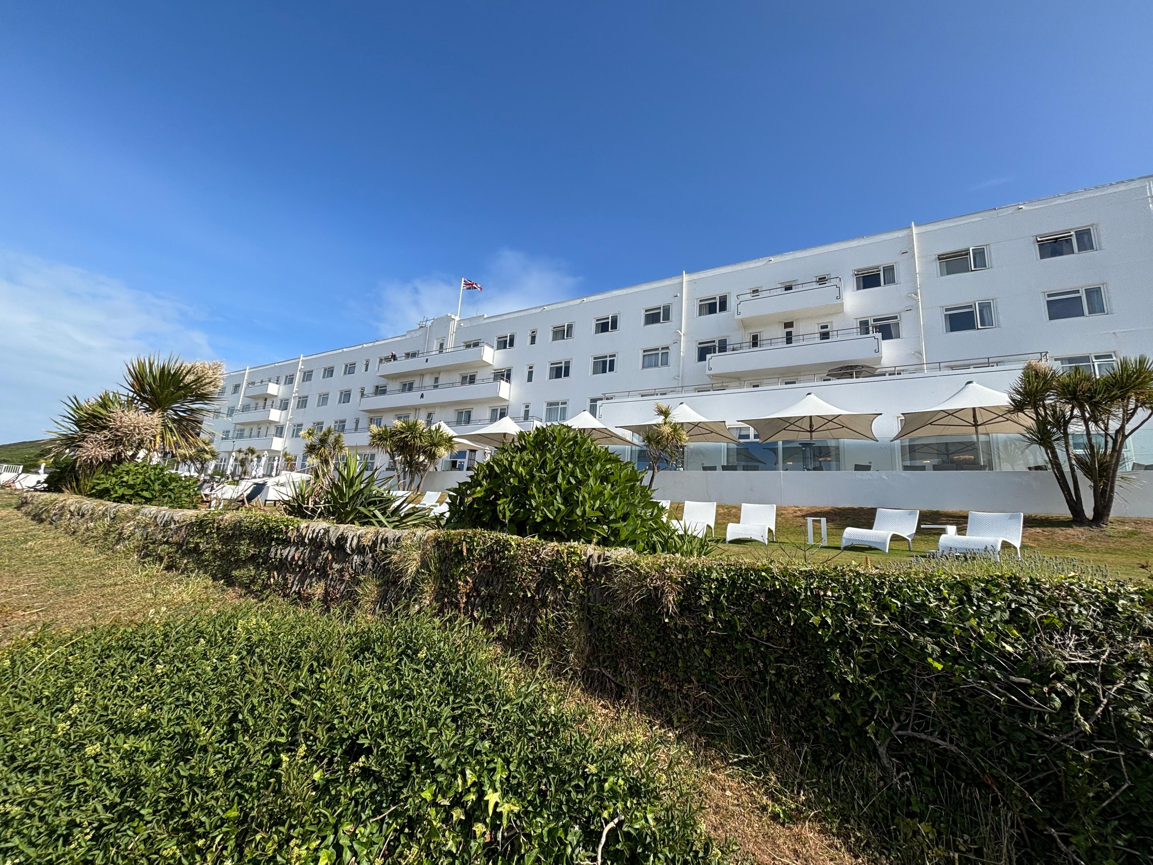 The hotel in thearly morning sun.