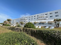 The hotel in thearly morning sun.