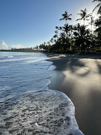 The beach was gorgeous and the water so clear. Not cold at all.