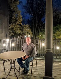 Our balcony overlooking the park and St. Lawrence River. The historic Château Hotel was just to the left on this picture.