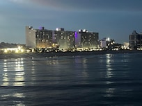 Hotel from the pier at night