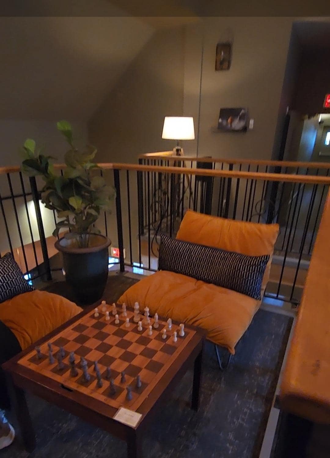 Chess table at the upstairs landing