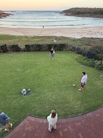 View from outside balcony of backyard and beach