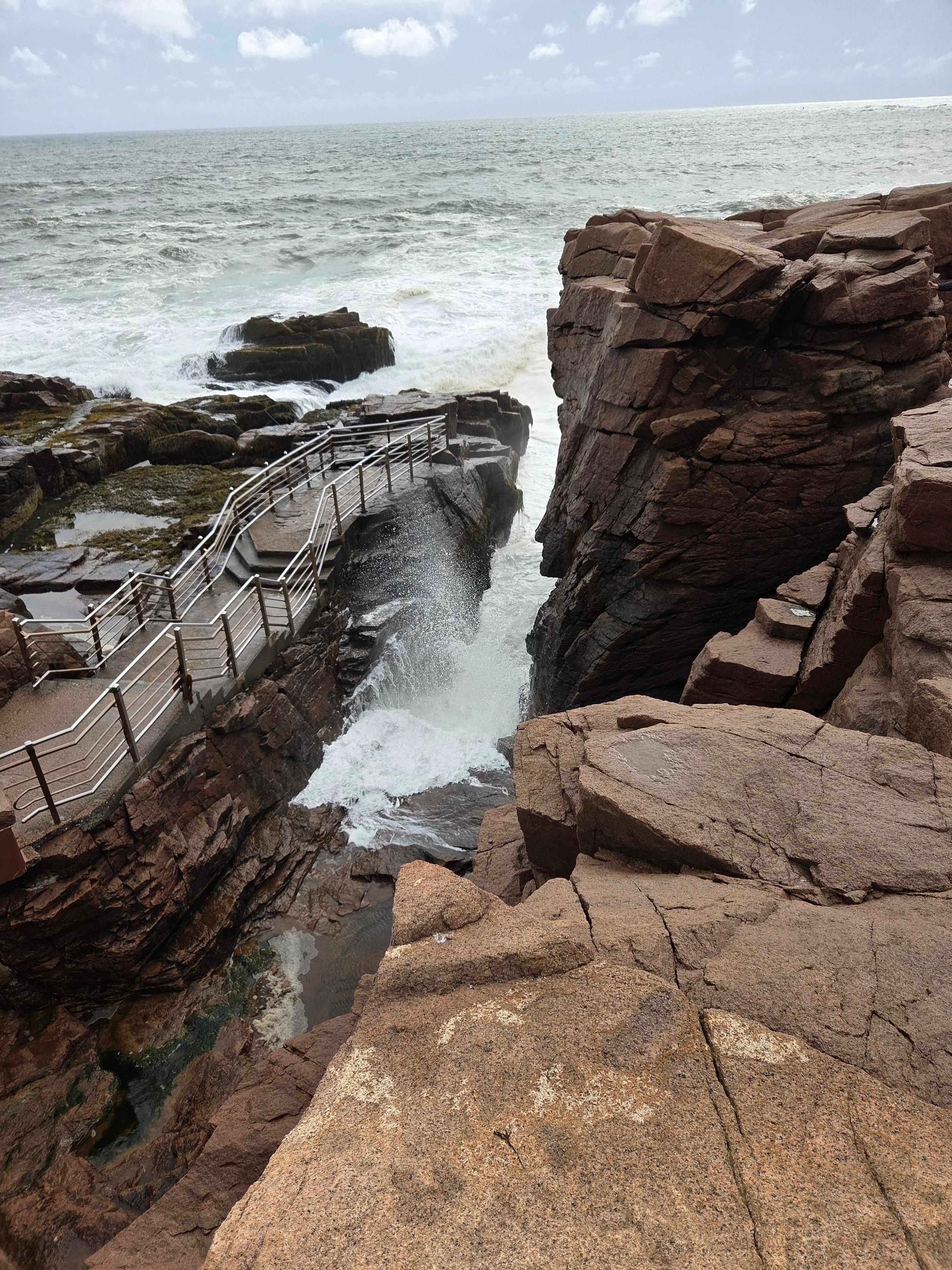 Take "the loop" to Thunder hole, on the free bus service through Arcadia National Park in BarHarbor.
