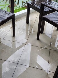 Water pooling on balcony