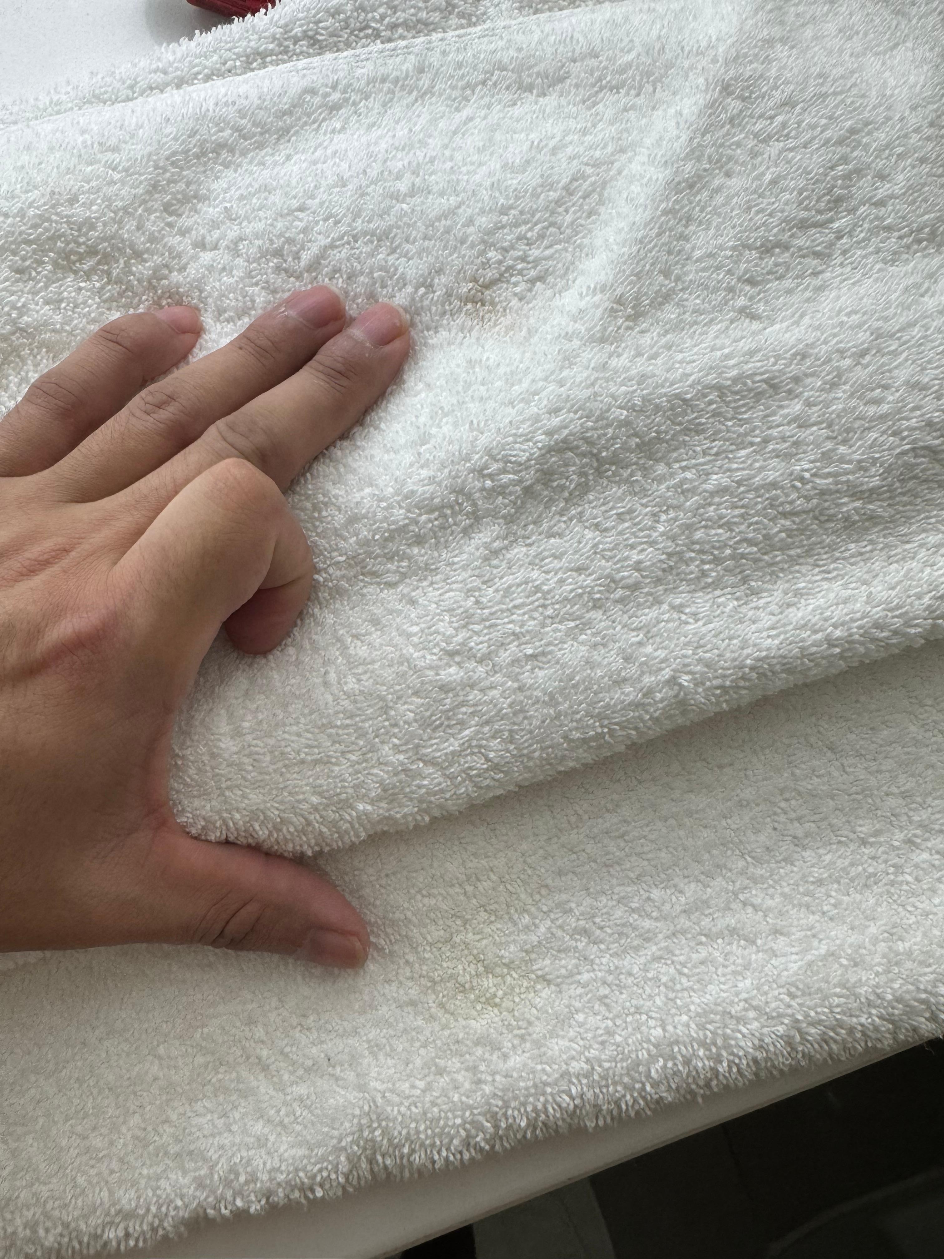 Stained towels with strange hairs - front desk claimed were fresh and clean