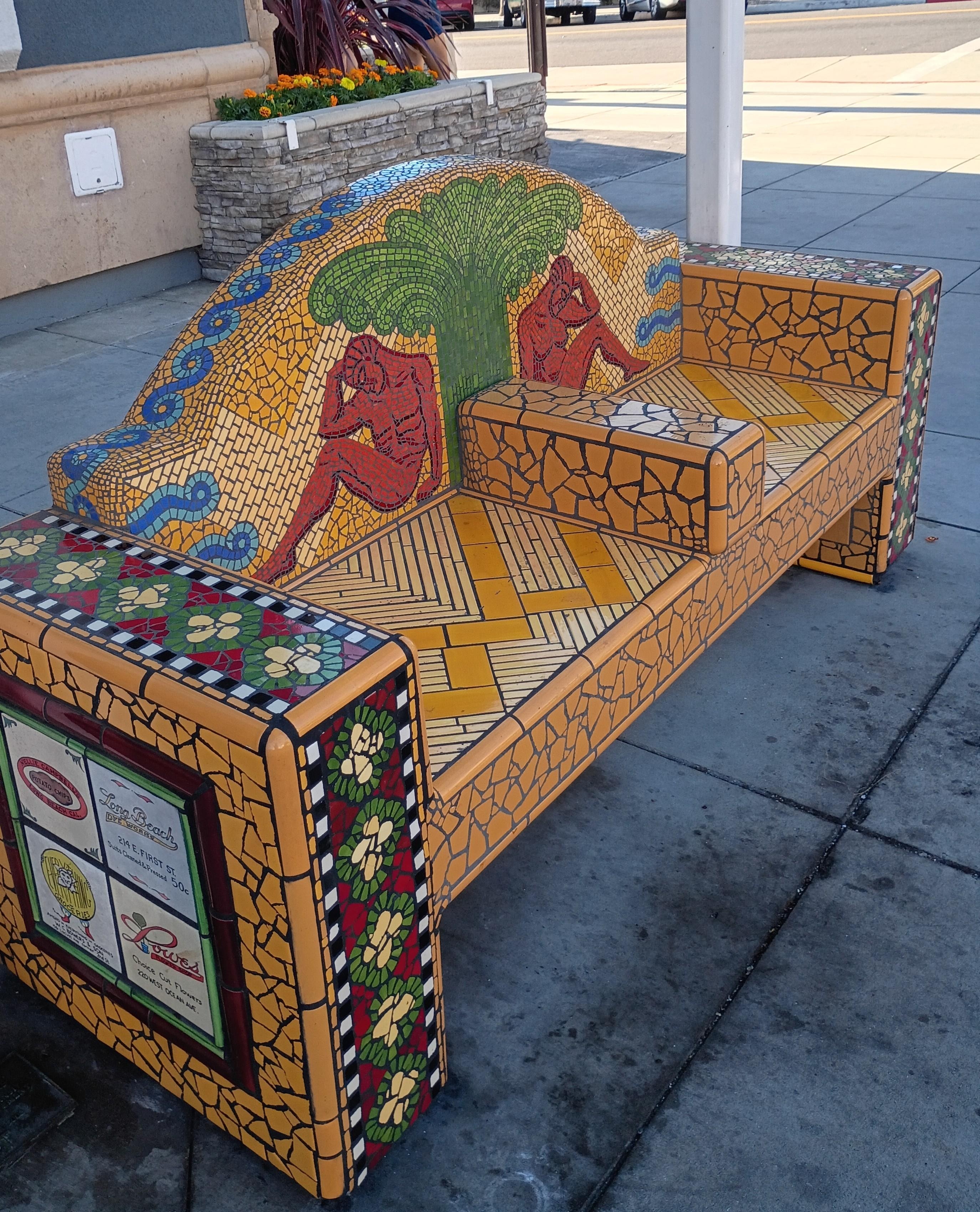 Bus bench in the arts district 