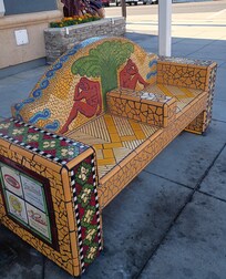 Bus bench in the arts district