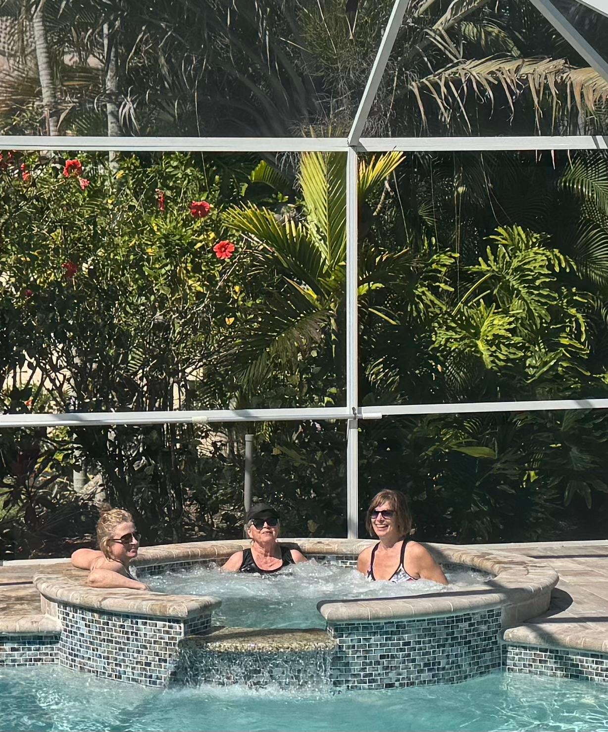 Ladies enjoying the hot tub
