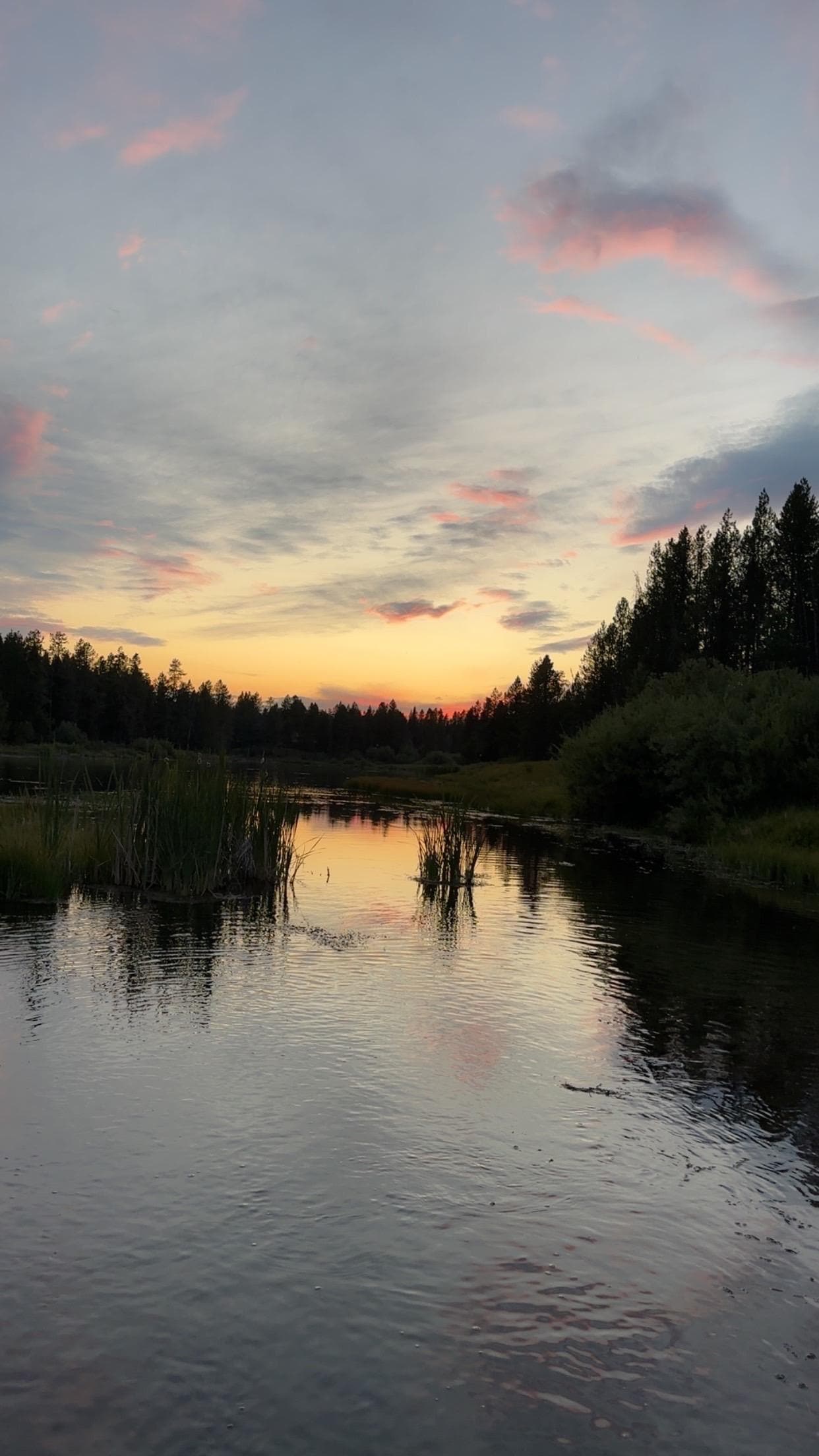 The sunset right on the river, just a short walk from the cabin!!