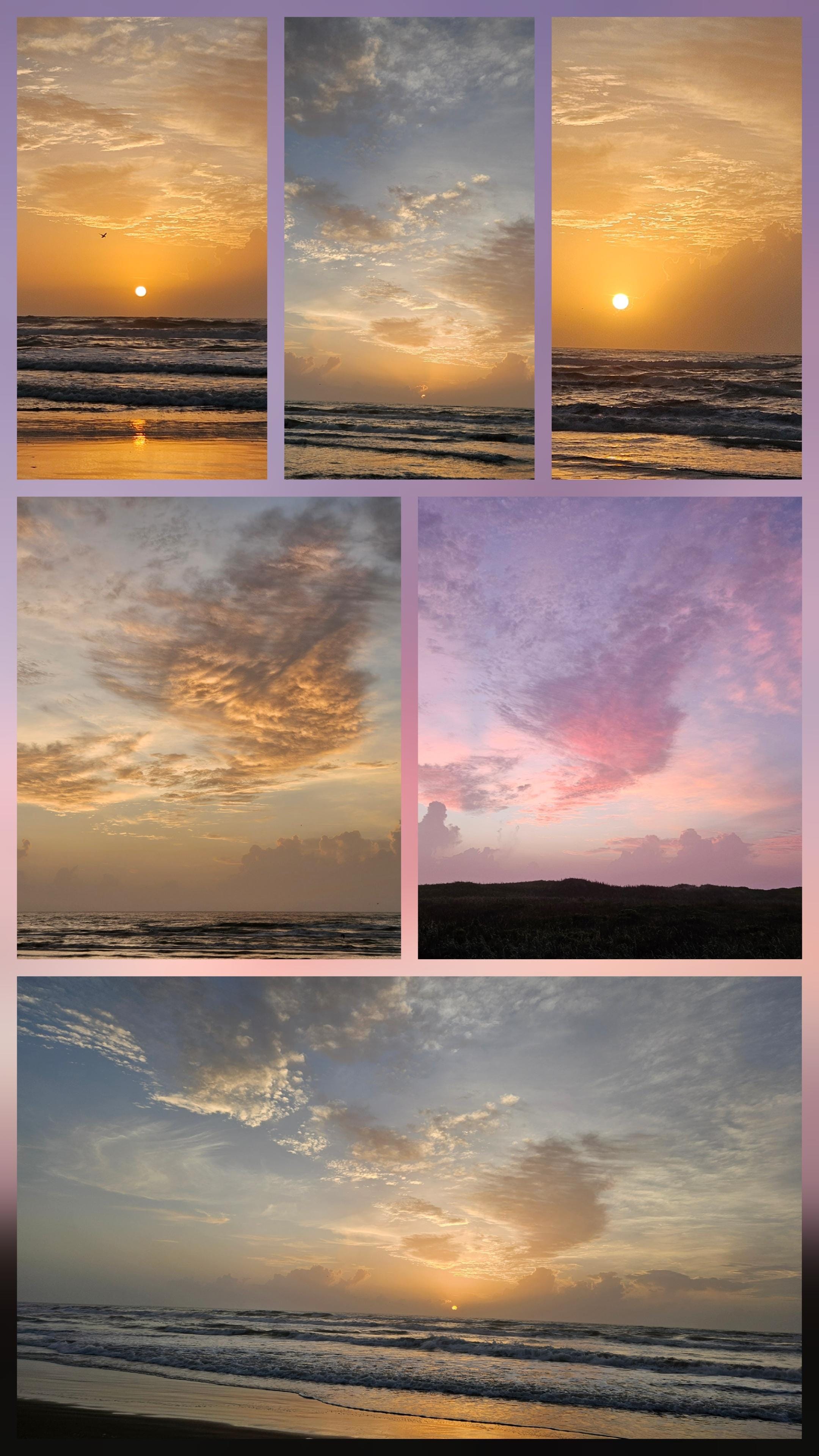 Pics of sunrise on the beach right outside the condo's back door. So beautiful! 