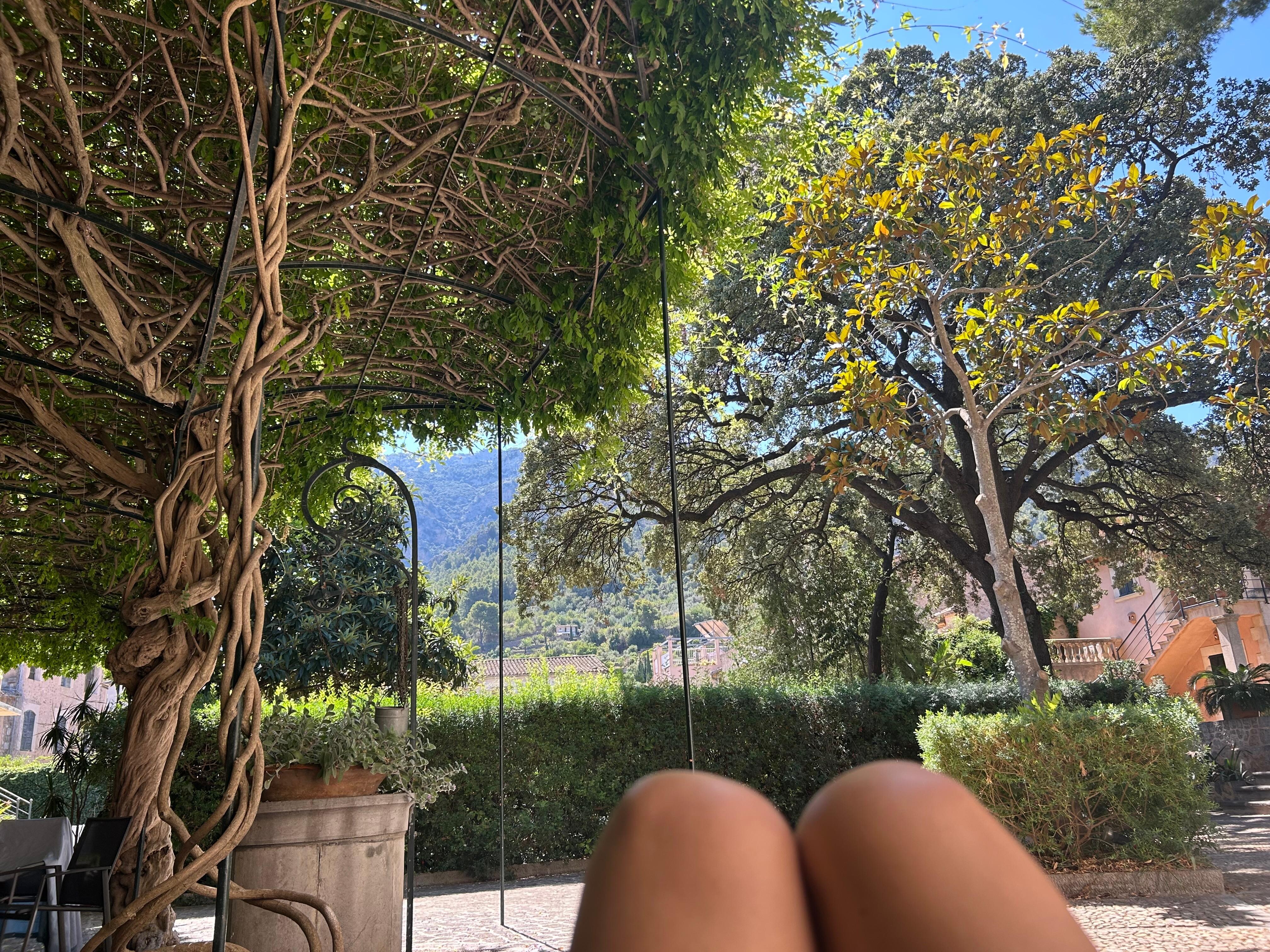 Relaxing in the garden.