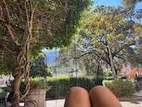 Relaxing in the garden.