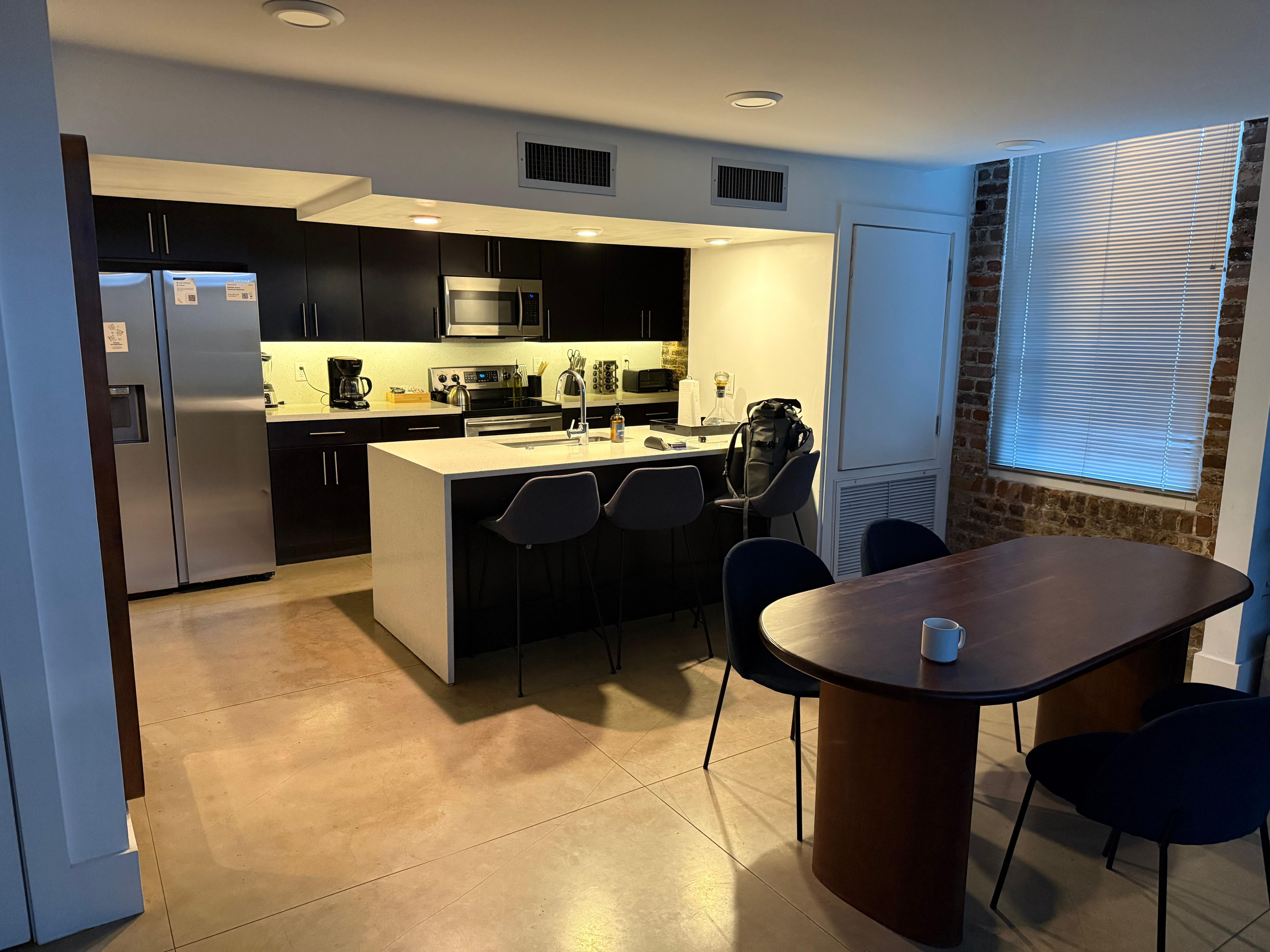 Kitchen… not well stocked, faucet loose and water has a foul odor.