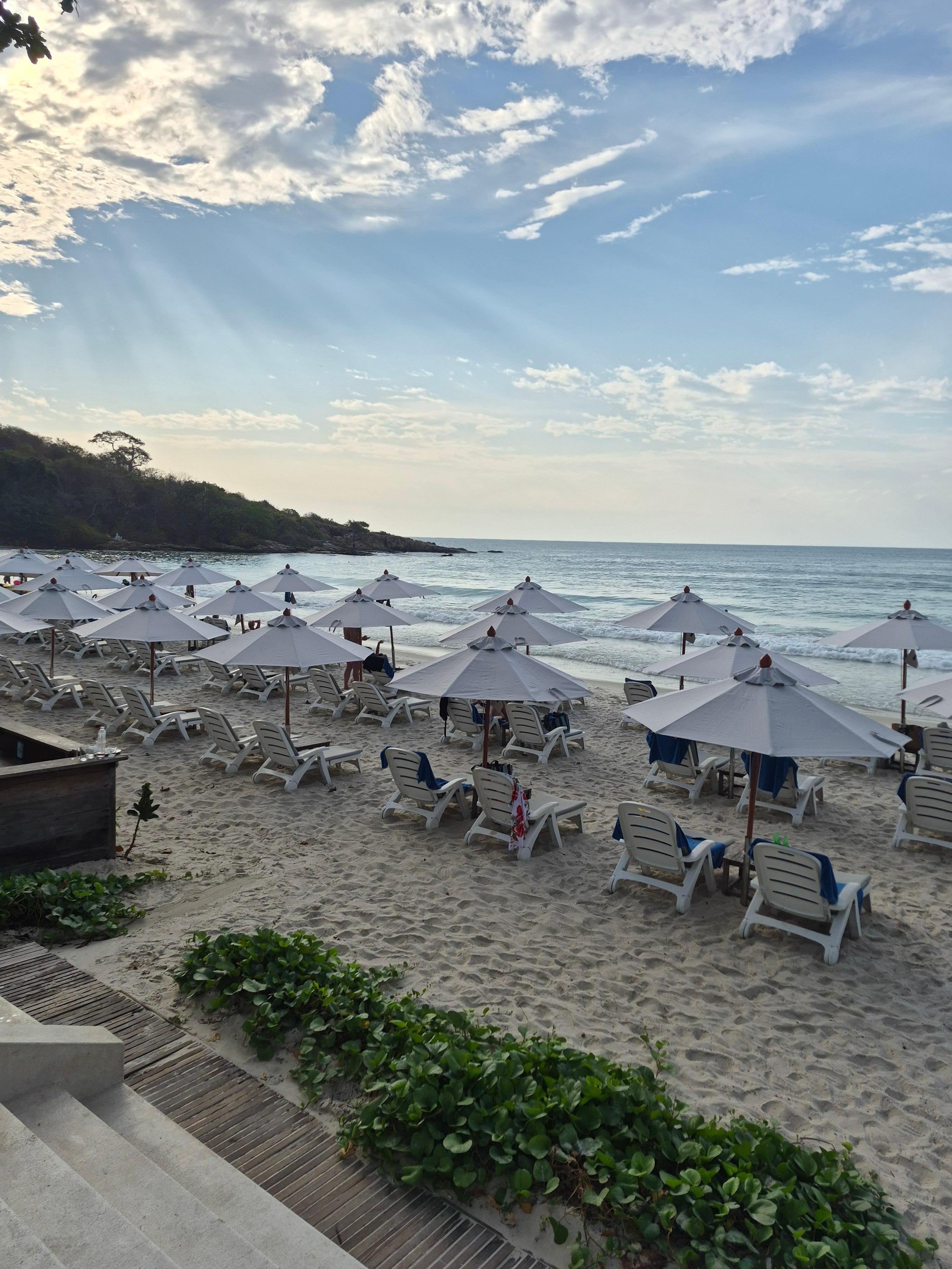 The resort beach loungers