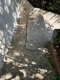 Crumbling steep pathway