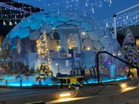 Winter igloos on the riverfront dining patio