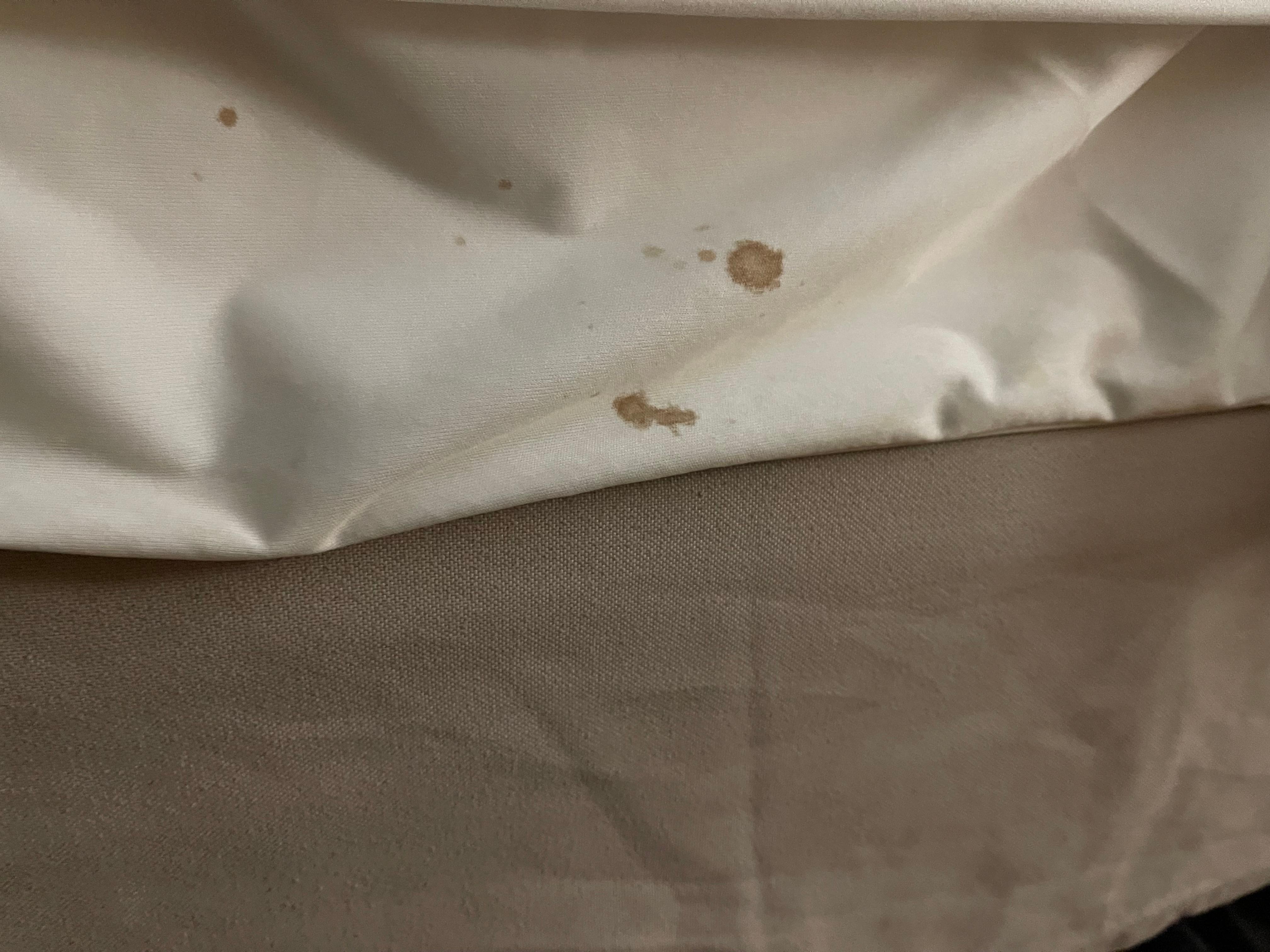 Blood stained bed skirt