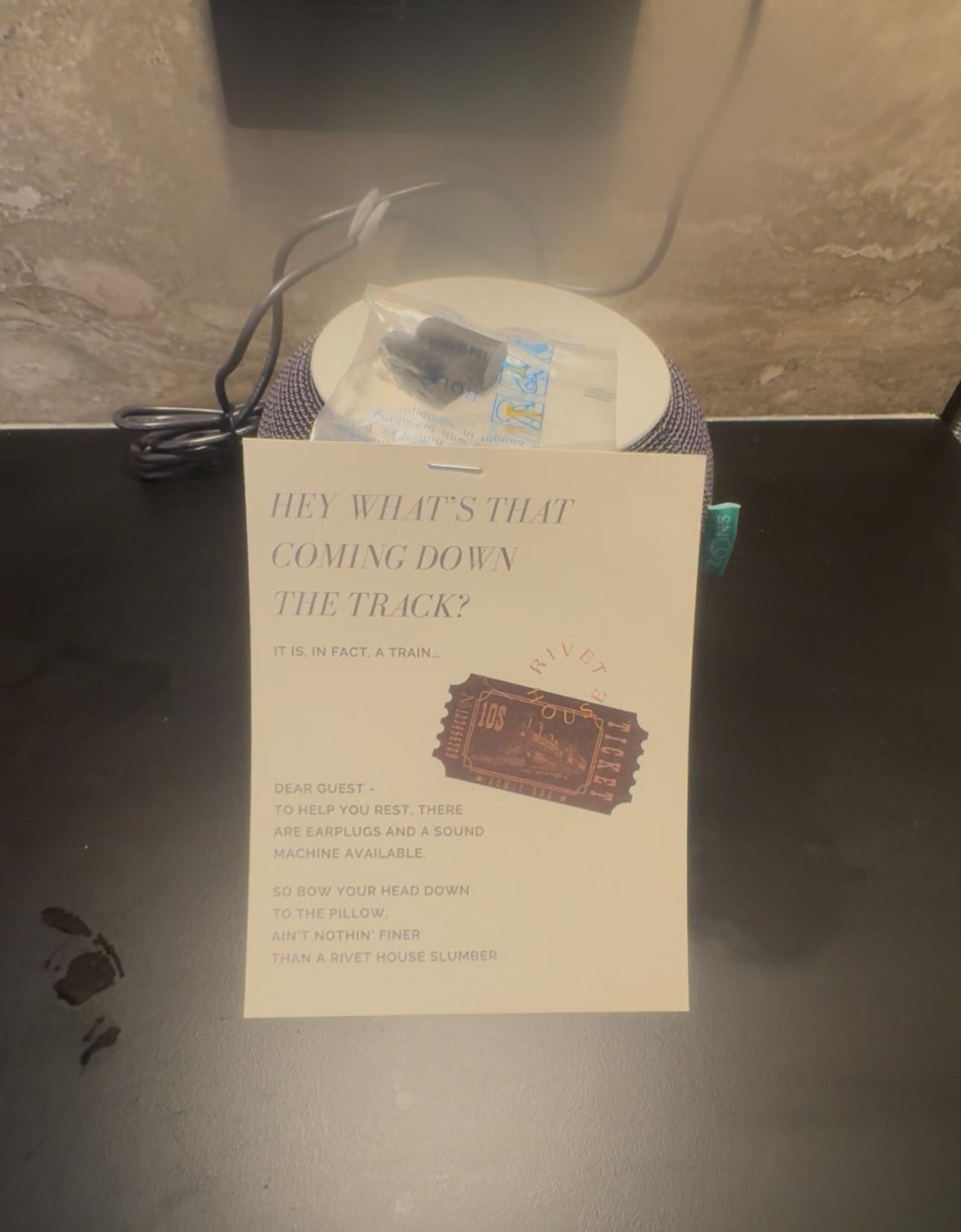 Ear plugs provided by the hotel