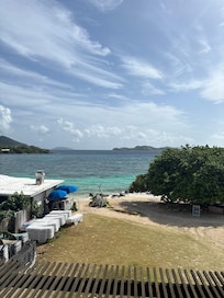 Beach Bar restaurants , coffee and ice cream shop right next door. Love it