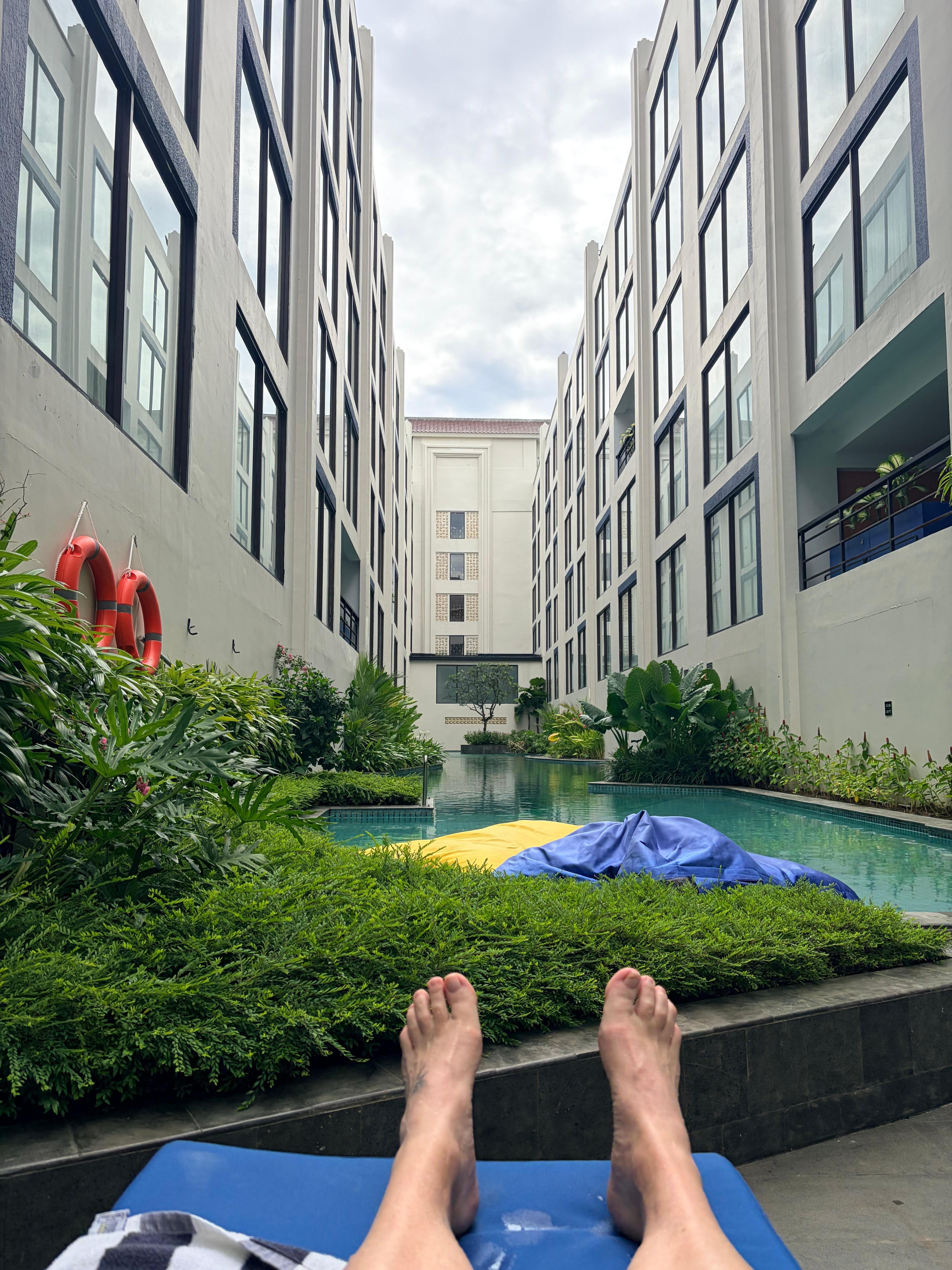 Relaxing by the pool 