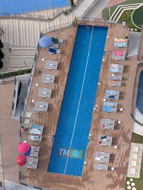 Swimming lane pool, Sunbeds reserved early morning