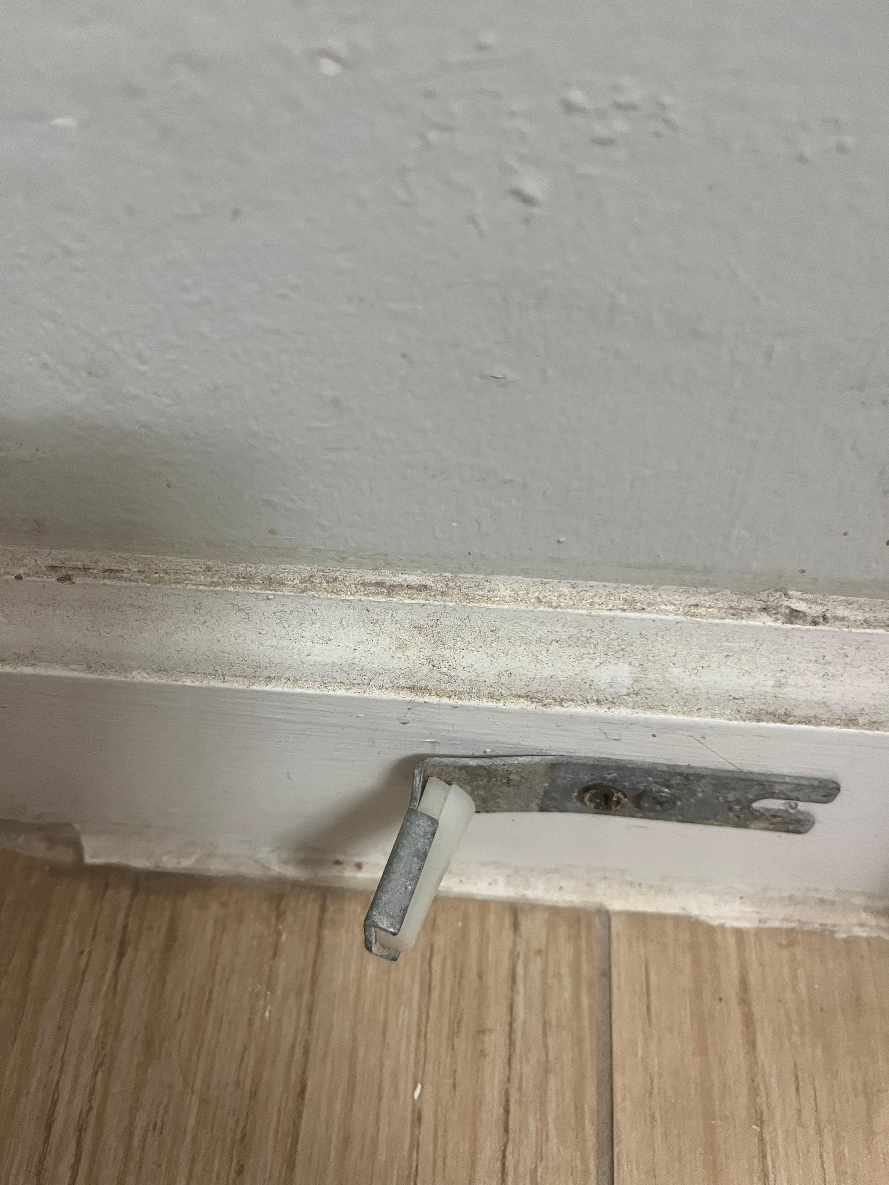 Grimy base boards and bathroom floor