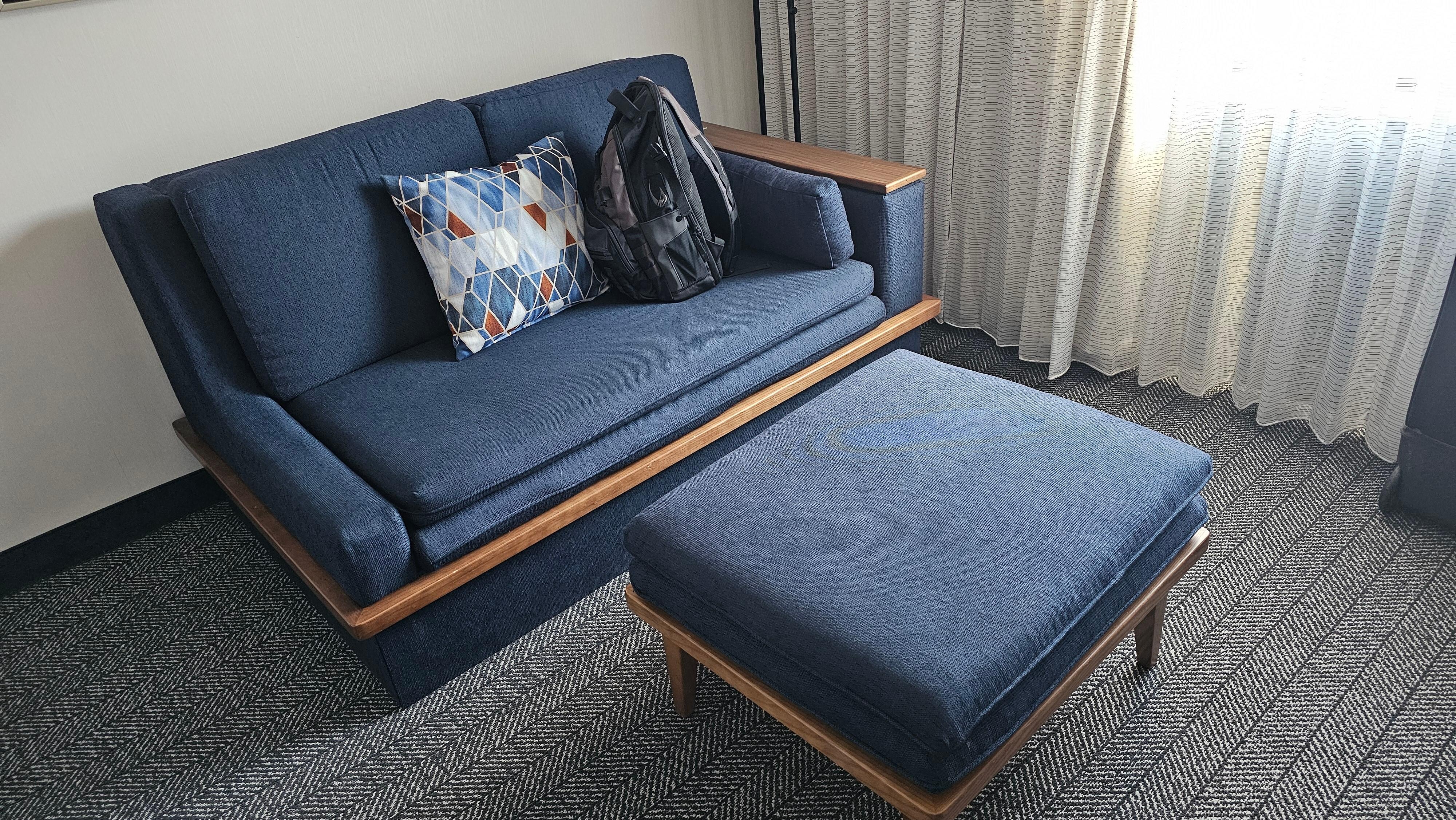 Sofa bed is large enough for 2 adults to fit comfortably. 
