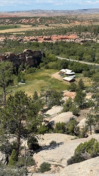 View of the house and cabana from the top of the east side of the canyon.