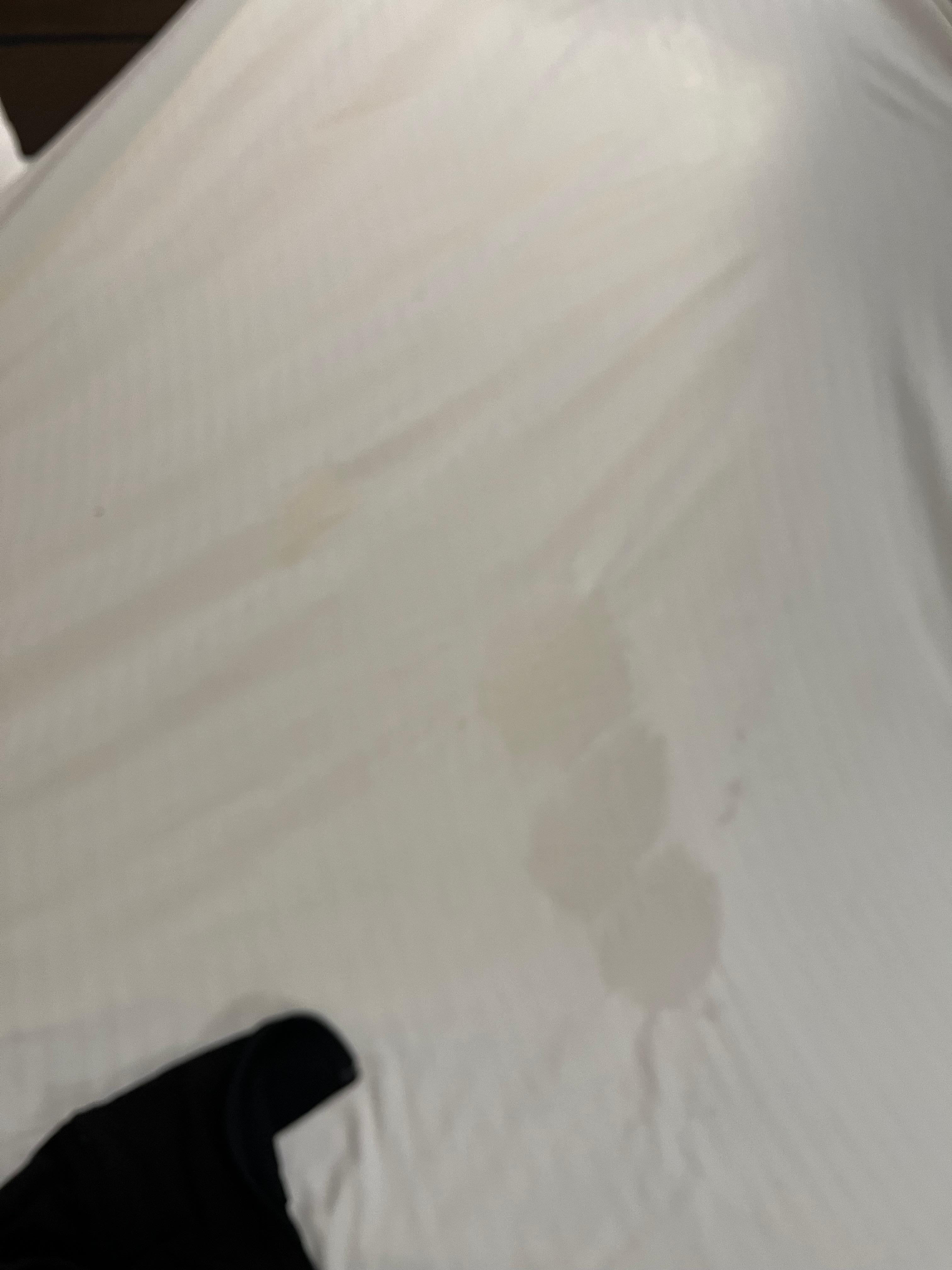 Stains all over both blankets. 