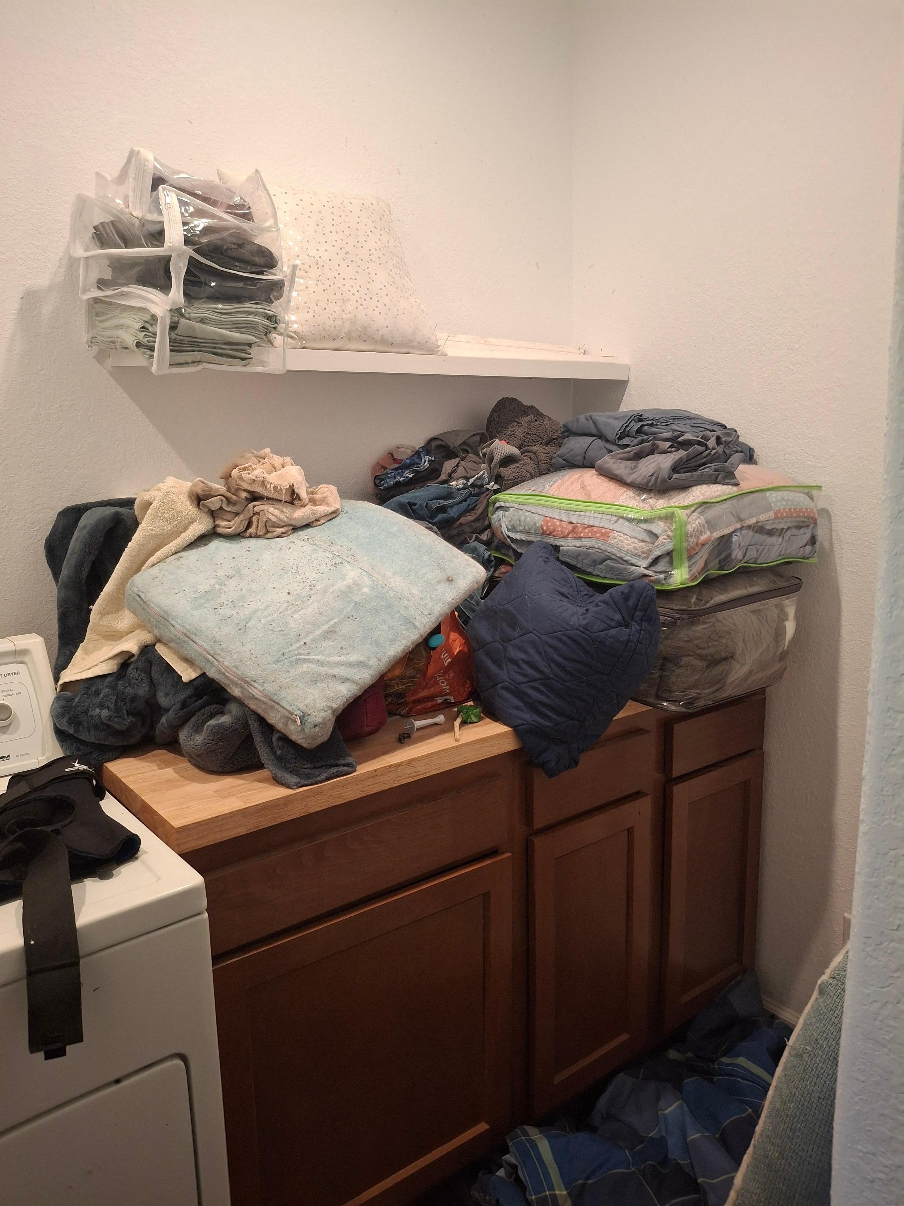 This is her stuff piled in the laundry area!