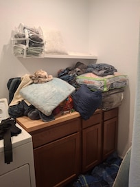 This is her stuff piled in the laundry area!