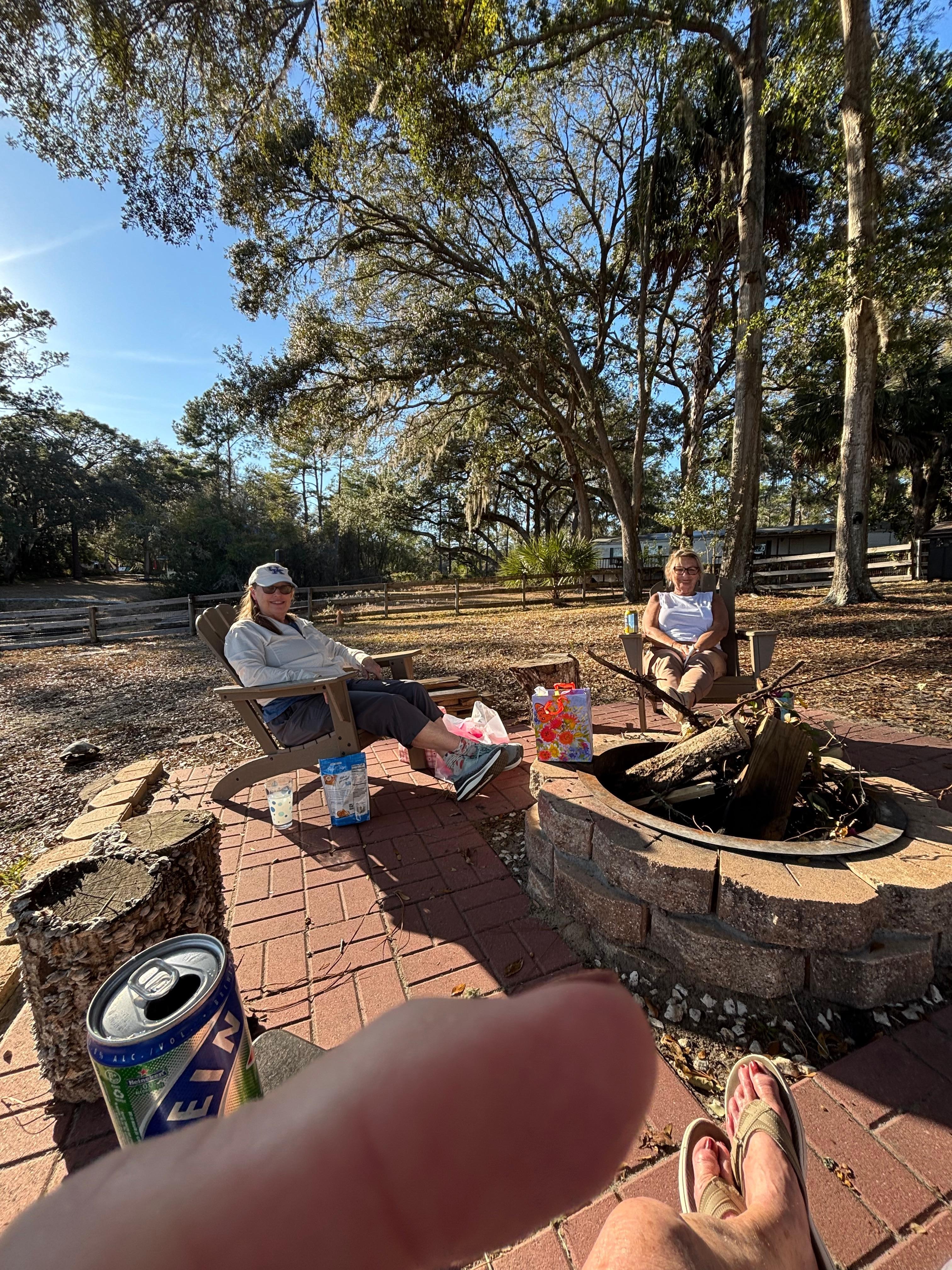 Fire pit area by lake 
