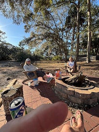 Fire pit area by lake