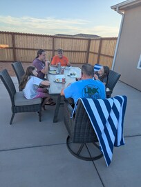 Family dinner outside