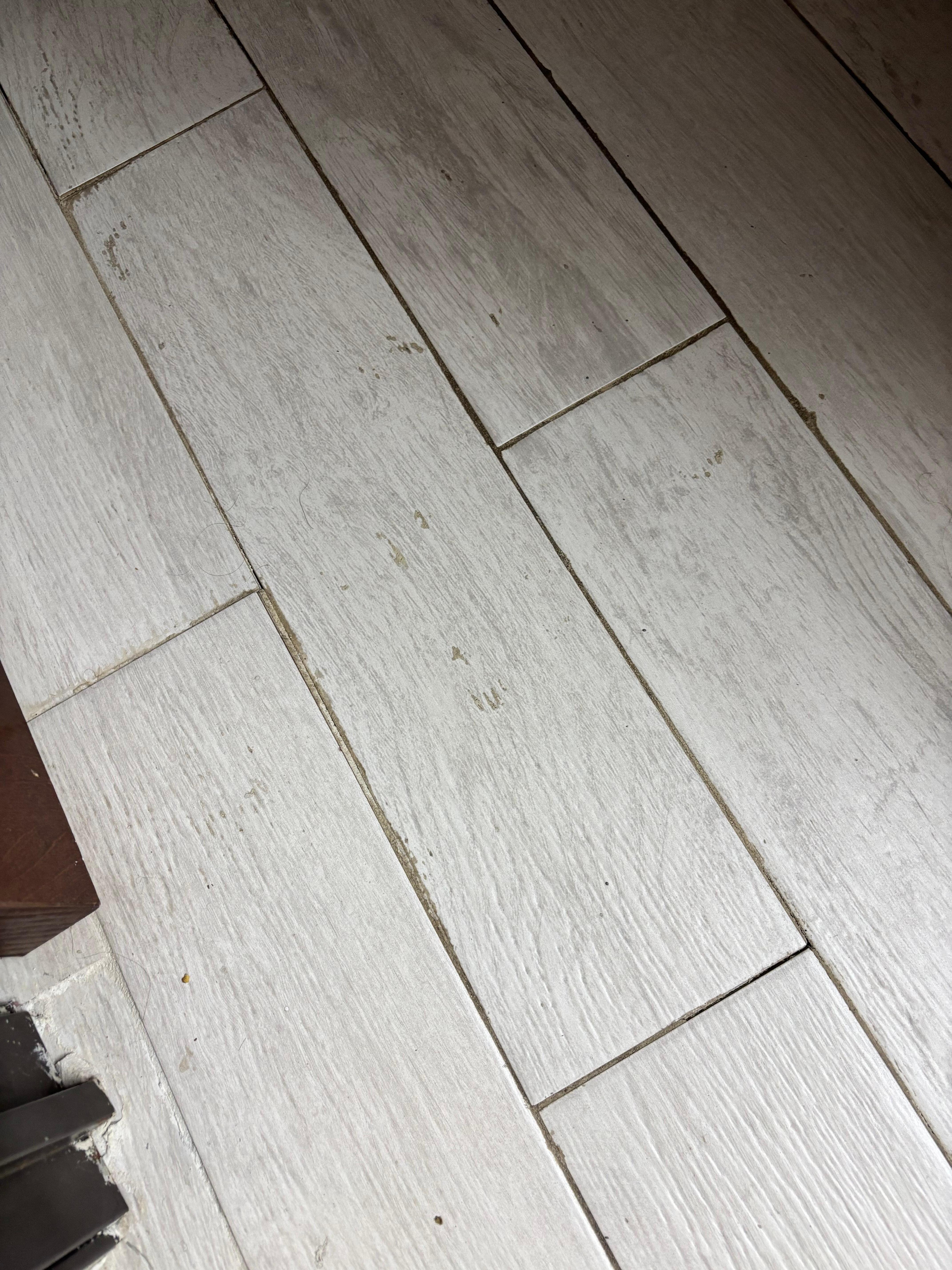 The stains on the vanity floor