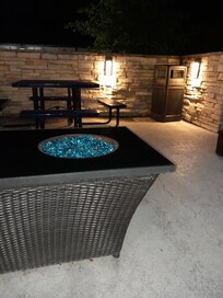 Outdoor space outside the pool.