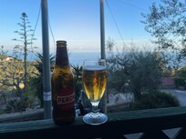 Chilling on the balcony, drinking a Peroni, looking out at the Mediterranean Sea