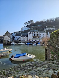 Looking over the harbour at the cottage