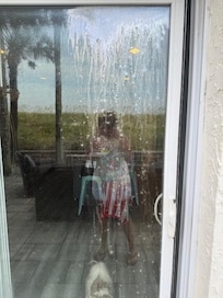 Great job of cleaning windows lol. Absolutely filthy. eggs had been thrown against it