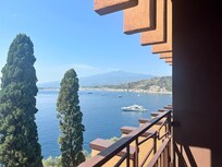 View from our room of Naxos Bay and Mt Etna