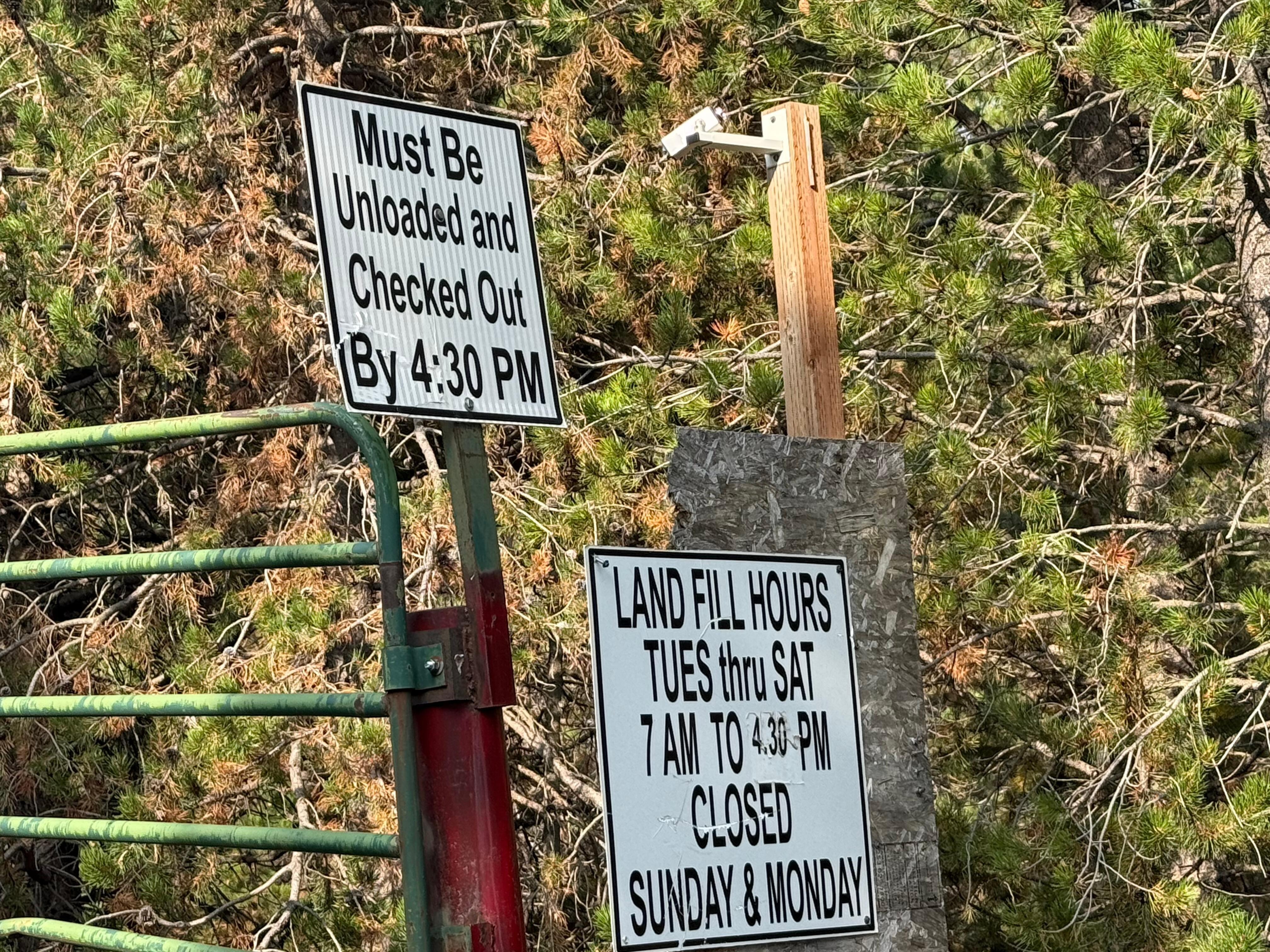 The Land fill where garbage disposal needs to be done is 5 miles away and  is closed on Sunday and Monday. Plan to dispose garbage if leaving on those days