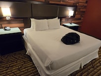 King size bed. Look at head board to measure up